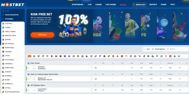 MostBet веб-сайтынын башкы бети